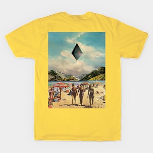 Busy Day At Unknown Beach - Surreal/Collage Art T-Shirt